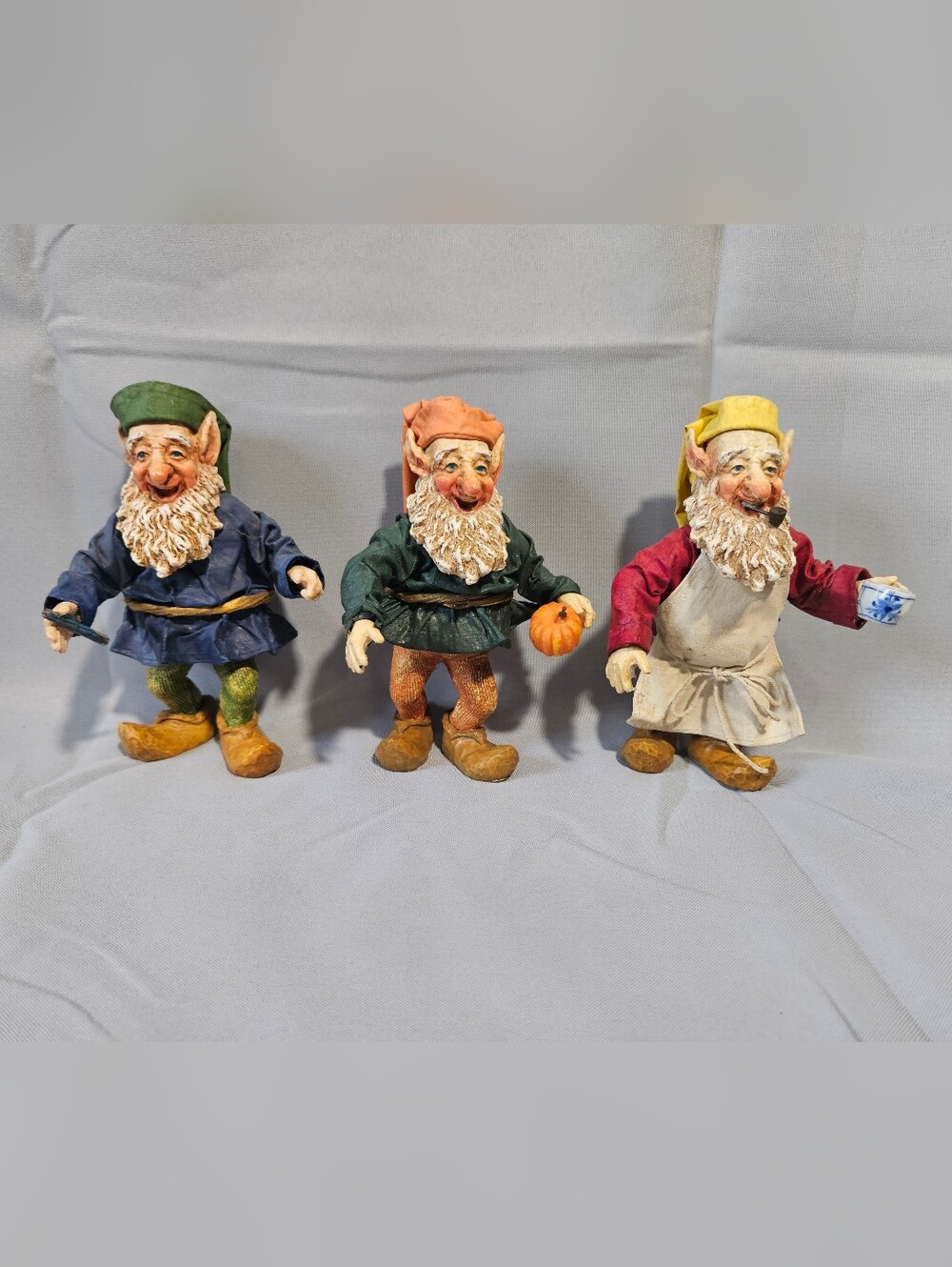 Vintage Kurt Adler Clothtique Paper Mache Whimsy Elf Holiday Christmas Lot Of 3